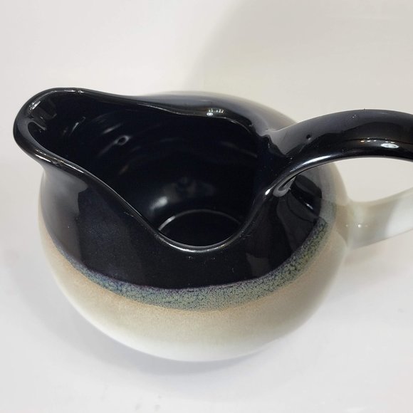 4 Sango Nova Black 4932 Coffee Mugs and Creamer Container Tall Cups Cream Color - Picture 13 of 16